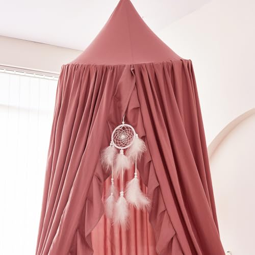 Ruffled Bed Canopy for Girls - Hanging Princess Play Tent & Room Decor