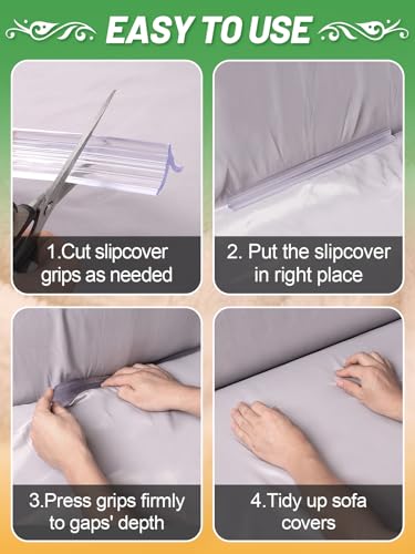 Silicone Sofa Slipcover Tuck Grips - Anti-Slip Couch Cover Anchors (6 Pack)