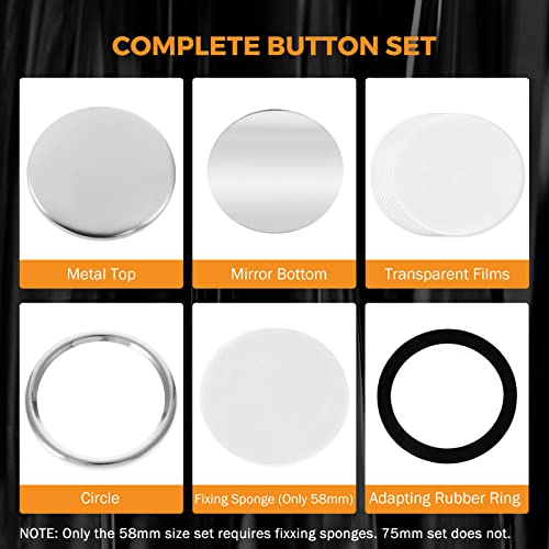 58mm Pocket Mirror Button Maker Supplies - 100 Sets Blank Metal Refills