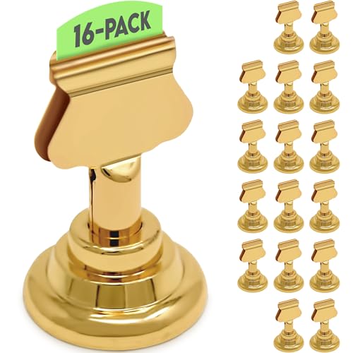 16pc Gold Metal Table Number Holders - 1.7 Inch Place Card Stand
