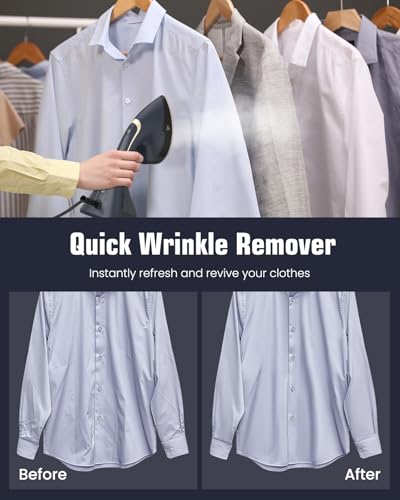 BEAUTURAL Handheld 2-in-1 Garment Steamer & Iron, 1200W Navy
