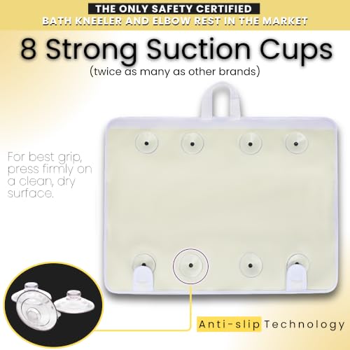 Bath Kneeler and Elbow Rest Pad Set with 8 Suction Cups & Toy Organizer