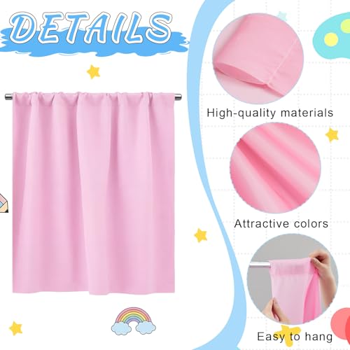 6-Panel Rainbow Blackout Curtains, Candy Color Playroom Window Drapes 30x24