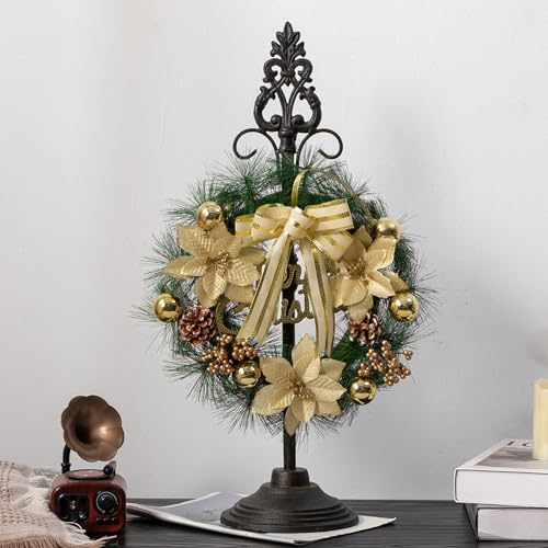 Adjustable Wrought Iron Wreath Stand for Tabletop & Floor Display