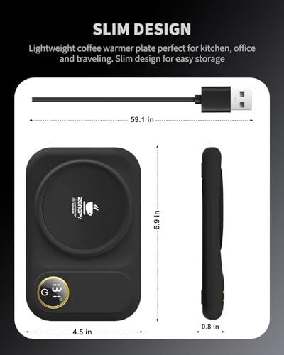 USB Coffee Mug Warmer with 3 Temperature Settings - Portable Drink Warmer for Coffee Tea Cocoa
