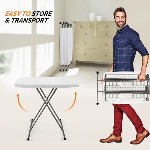 Adjustable Folding Table, 30-inch Portable Personal TV Tray and Laptop Desk