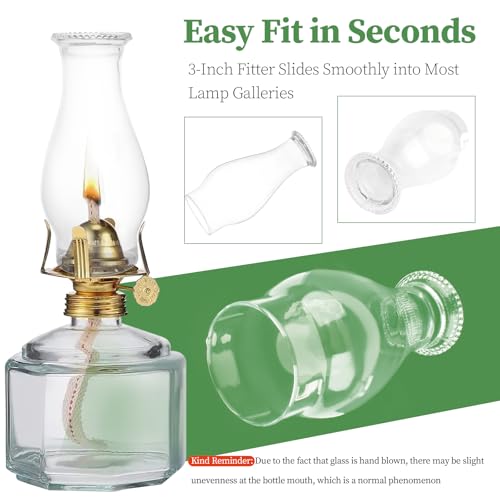 Clear Glass Oil Lamp Chimney Replacement - Wave Style Hurricane Shade