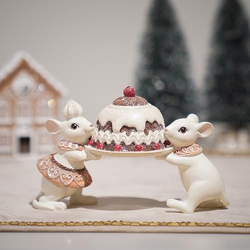 Cute Resin Christmas Mouse Figurine - Festive Indoor Tabletop Decor