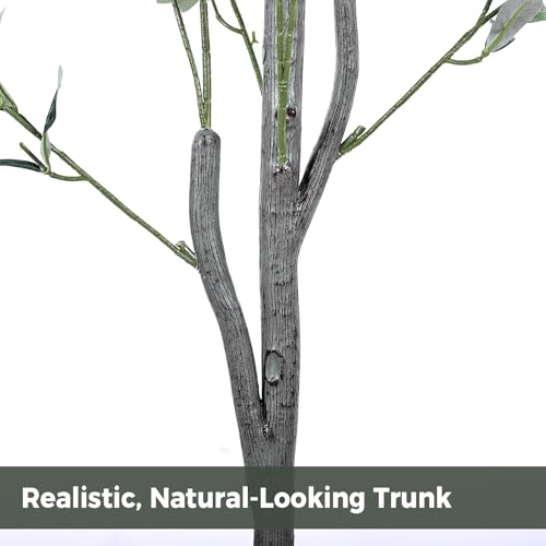 6FT Artificial Olive Tree with Woven Basket - Realistic Faux Plant