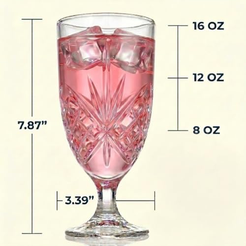 Godinger Dublin Crystal 16oz Water Goblets Set of 4 Elegant Lead-Free Glassware