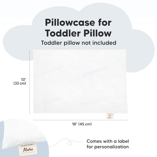 KeaBabies Toddler Pillowcase 13x18 - Organic Cotton Cover (Soft White)