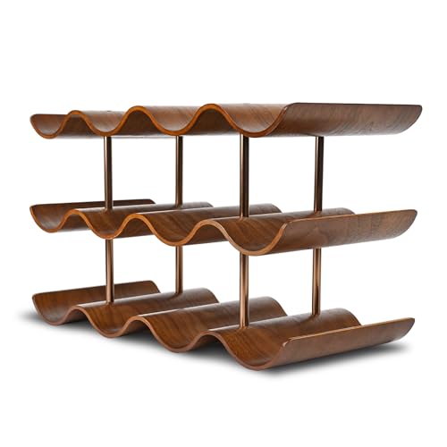 3-Tier Wooden Wine Rack - 12 Bottle Freestanding Countertop Wine Organizer