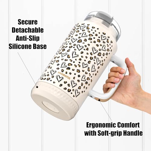 64 oz Insulated Stainless Steel Tumbler with Handle and Leak-Proof Straw
