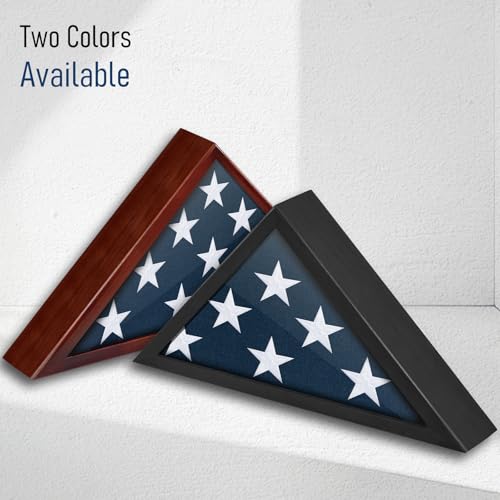 Solid Wood Burial Flag Display Case for 5x9.5 Flag - Memorial Shadow Box
