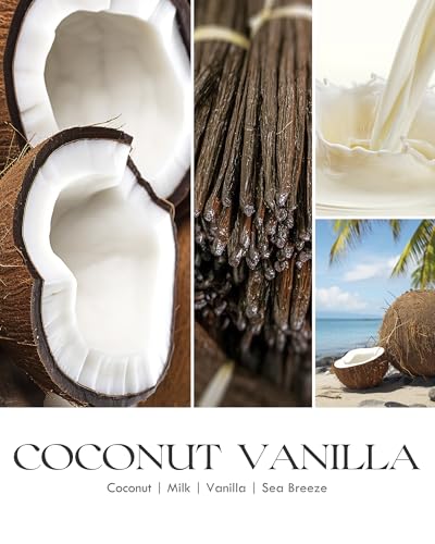 Coconut Vanilla Scented Soy Candle - 9 oz Natural Aromatherapy Jar Candle