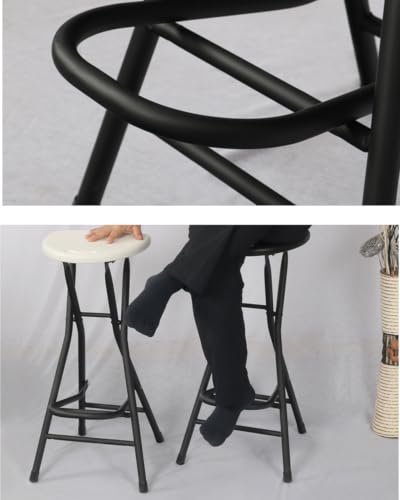 28-Inch Folding Bar Stool with Footrest, Portable Collapsible Counter Chair