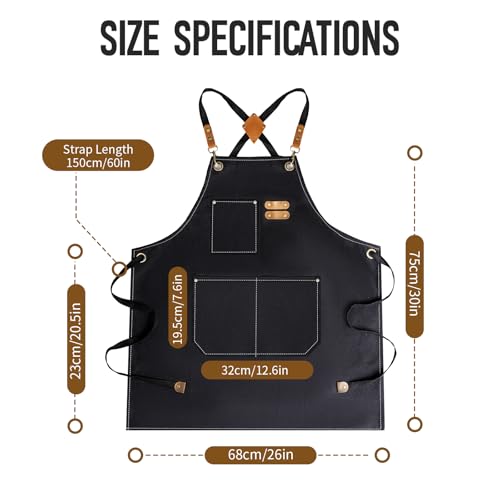 Waterproof Cotton Chef Apron with Large Pockets for Cooking and Grilling