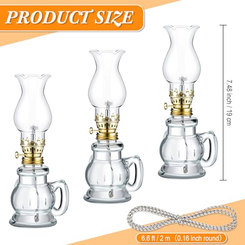 12 Pcs Vintage Glass Oil Lamps Set with Adjustable Wick - 8 Inch