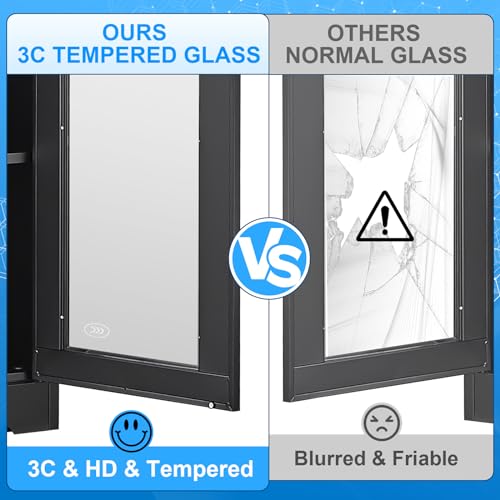 71-Inch Metal and Glass Display Cabinet with Lock, 5-Tier Curio Case