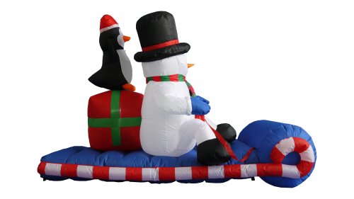 6 FT Lighted Inflatable Snowman with Penguin Holiday Decor