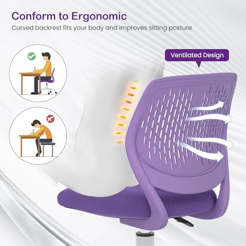 Kids Ergonomic Adjustable Study Chair with Lumbar Support and Swivel Wheels