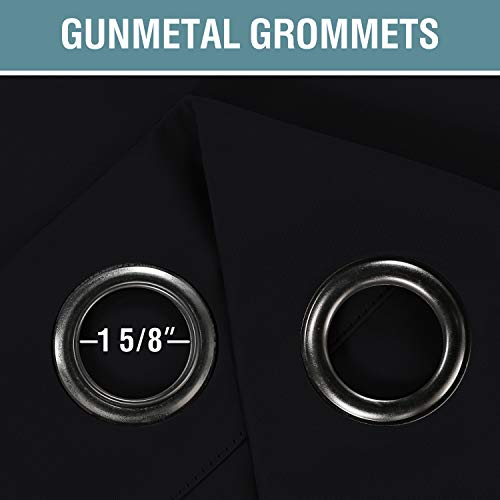 100% Blackout Grommet Curtain Panel - 52x96 Inch Thermal Insulated (Jet Black)