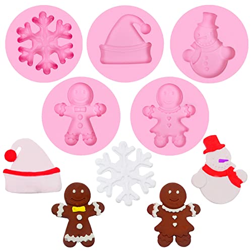 Christmas Gingerbread Man Silicone Mold - 5 Pack for Baking & Decorations