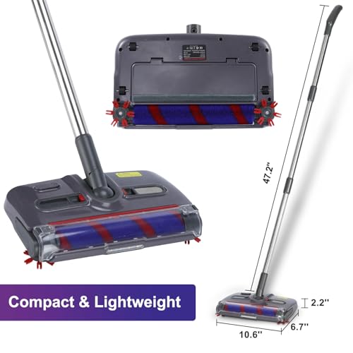 Cordless Electric Swivel Floor Sweeper with LED Lights for Pet Hair & Crumbs