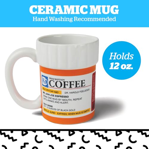 BigMouth Inc. Prescription Coffee Mug 12oz - Funny Pharmacy Gift for Doctors