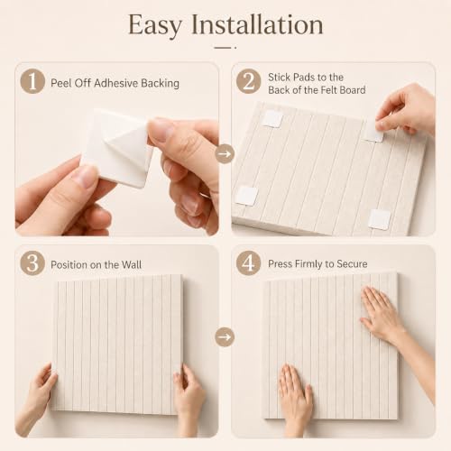 6-Pack Large Felt Bulletin Board Tiles, 36x24 Inch Wall Pin Board Set