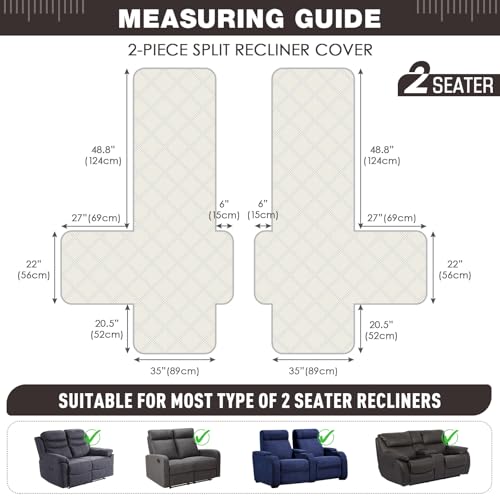 Waterproof Oversized Loveseat Recliner Cover with Elastic Straps