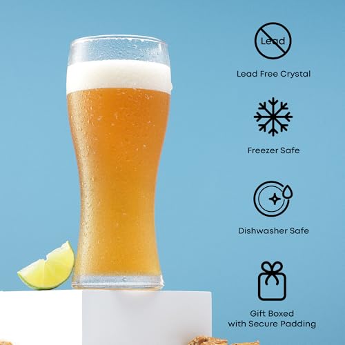 15.5oz Beer Glasses Set of 4, Craft Pilsner IPA Pint Glasses for Home Bar