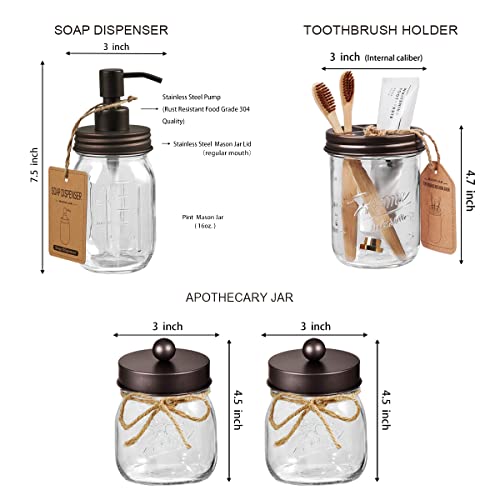 6-Piece Mason Jar Bathroom Accessory Set with Wire Basket
