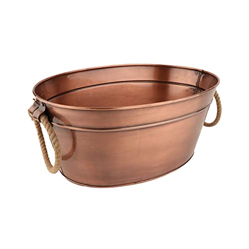 G.E.T. Copper Beverage Tub 4 Gallon Antique Copper Rope Handles Commercial