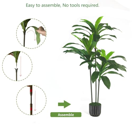 4ft Artificial Dracaena Tree - Lifelike Faux Indoor Plant for Home Decor