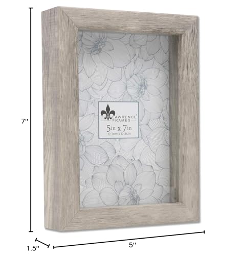 5x7 Shadow Box Frame, Natural Gray Deep Display Case for Keepsakes and Photos
