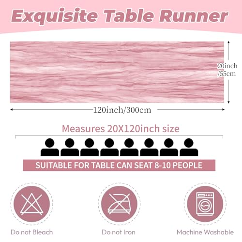 6 Pack Light Pink Cheesecloth Table Runners, 20 x 120 Inch Gauze Fabric