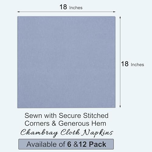 Cloth Napkins Set of 6, 18x18 Inch Washable Polycotton Dinner Napkins