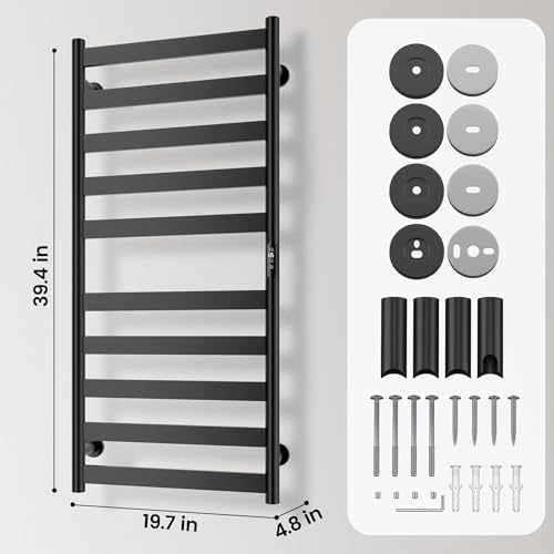 10-Bar Electric Towel Warmer Rack with Timer, Wall Mounted Stainless Steel