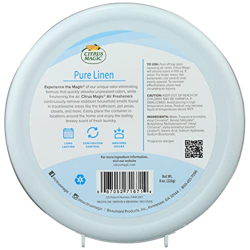 Solid Air Freshener & Odor Eliminator, Pure Linen Scent, 8 oz (3-Pack)