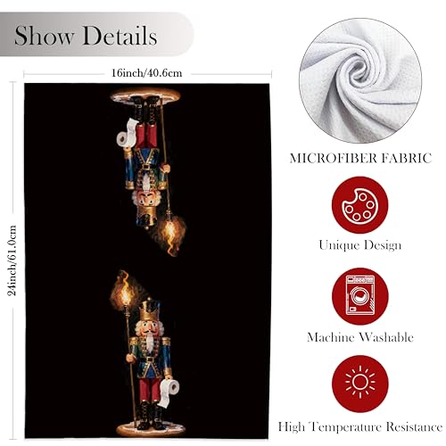 INDAJEDN Nutcracker Christmas Hand Towels - Funny Holiday Bathroom Decor, 16x24 Inch, Variation: Nutcracker 01