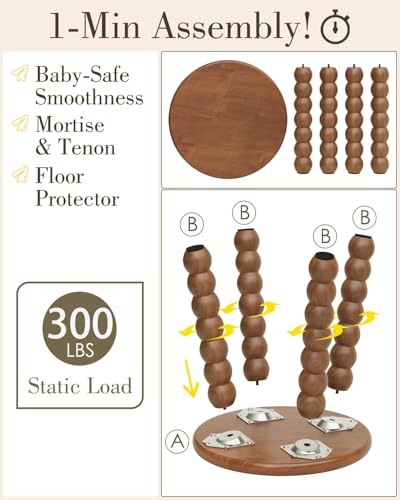11-Inch Solid Wood Step Stool - Non-Slip Sturdy Foot Stool for Kids & Adults