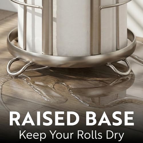 Freestanding Toilet Paper Holder Stand - Metal Bathroom Tissue Organizer