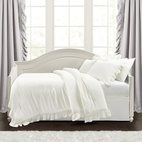 Ruffled 6-Piece Daybed Comforter Set - Blush Pink Microfiber Bedding