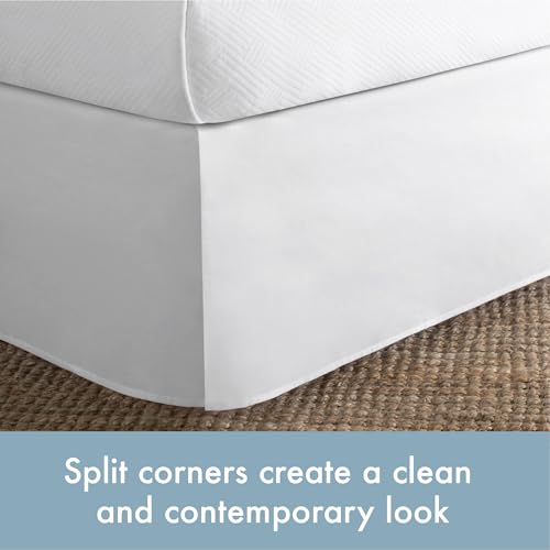 Classic Tailored Bed Skirt Dust Ruffle, Queen Size 14 Inch Drop - White