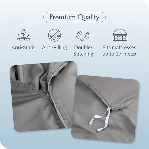 Eucalyptus Duvet Cover - Soft TENCEL Lyocell, Full/Queen Size, Silver Infused for Odor Control