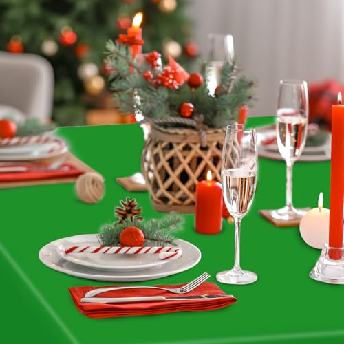 JarThenaAMCS 4Pcs Christmas Plastic Tablecloth Red Green Waterproof 54x108 Inch Holiday Party Decor