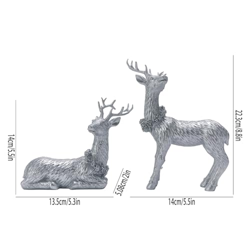 2-Piece Resin Reindeer Ornament Set for Christmas Home Table Decor