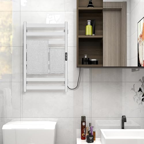 8-Bar Electric Towel Warmer, Wall-Mounted Stainless Steel Towel Heater