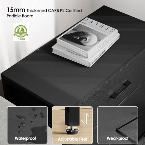 3-Drawer Nightstand with Fabric Storage Drawers and Wood Top